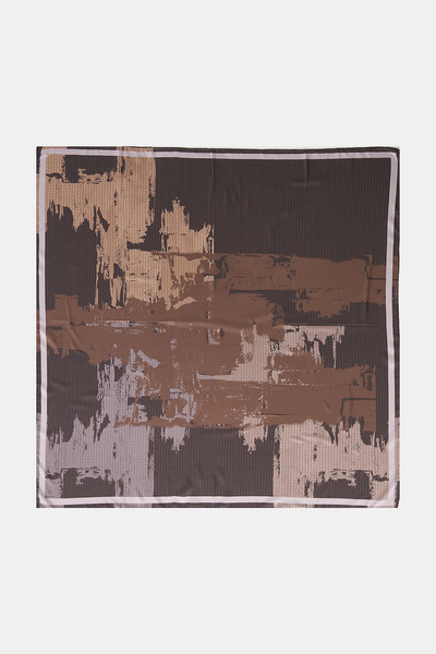 Kayra Mixed Pattern Twill Scarf Brown