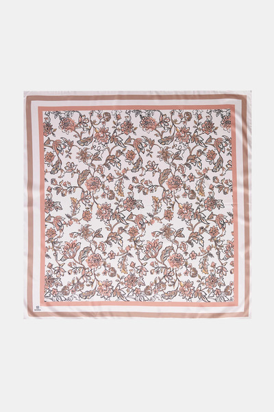 Kayra Floral Pattern Twill Scarf Stone-Cinnamon