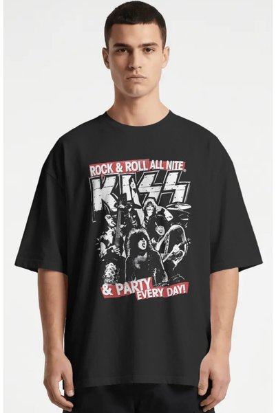 SEVBANO Kiss Rock Metal Music Band Printed Unisex Oversize Premium T-Shirt