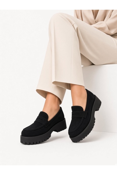 McDark Pantofi casual de damă cu talpă ușoară din piele de căprioară - NEGRU