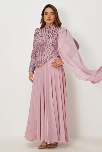 Alvina PELERİN DETAYLI PAYETLİ ABİYE ELBİSE 50575
