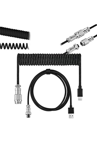 GENERAL Upgraded 1.8m Coiled Usb-C Cable Detachable Metal Aviator Connector U...