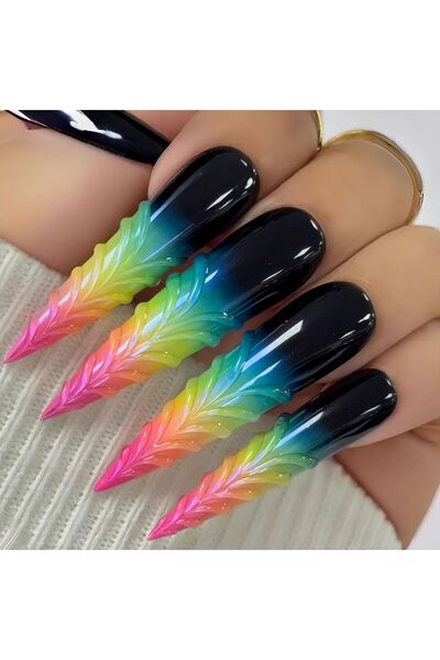 Choice 3909 أظافر صناعية طويلة ثلاثية الأبعاد بتصميم قطرات الماء للنساء والفت...