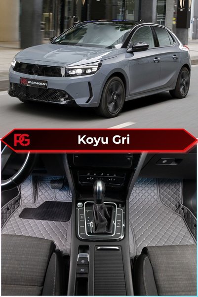PASPASGRAFT Opel Corsa Elektrik Koyu Gri 8D Diamond Premium Deri Oto Paspas