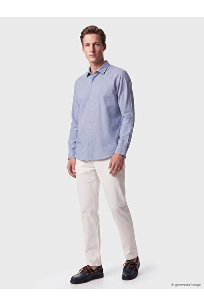 LC Waikiki Vizyon New Season Blue Standard Fit Gabardine Men's Shirt
