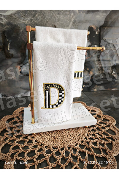 LASETU Checkered D Lettered and Striped Kitchen Towel Set of 2 (30X50)