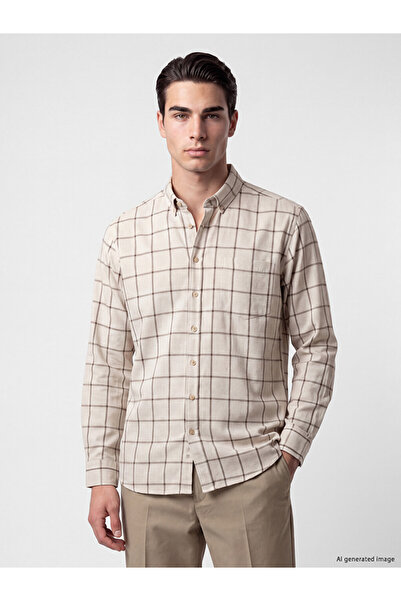 LC Waikiki I Standart Fit Checked Embroidered Herringbone Men's Shirt from Fr...