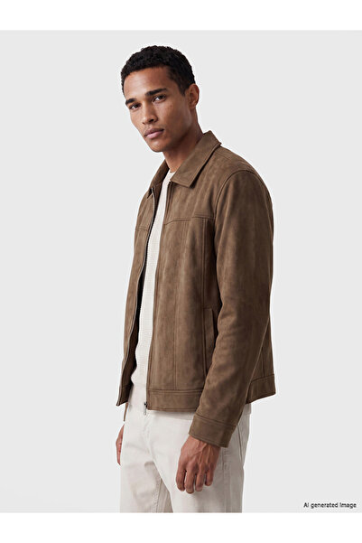 LC Waikiki Vizyon New Season Brown Loose Fit Suede Look Men's Jacket