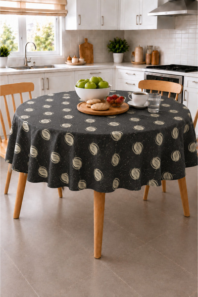 Ozsport Patterned Round Pvc Oilcloth Tablecloth, Wipeable and Stain Resistant