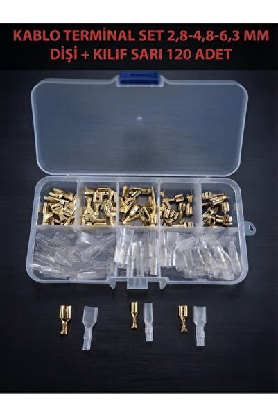 HATFON Kablo Terminal Set 2,8-4,8-6,3 mm Sarı Dişi + Kılıf 120 Adet