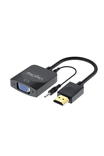 Veggieg محول HDMI إلى VGA مع مخرج صوت 3.5 ملم بدقة كاملة 1080 بكسل و60 هرتز