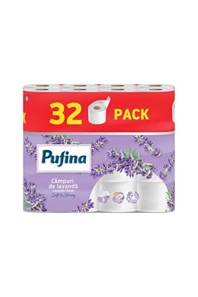 PUFINA Pachet Jumbo 32 role hârtie igienică 3 straturi Premium Lavandă