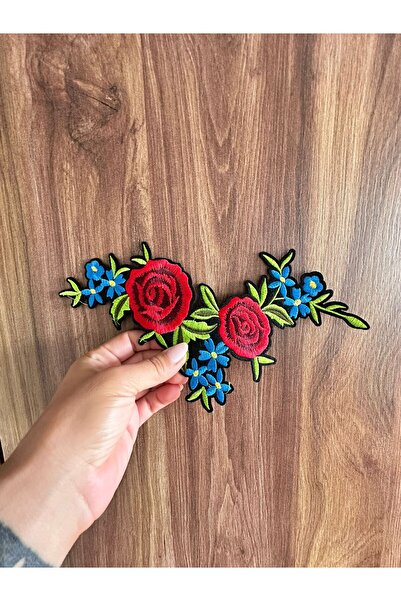 Gönülden Tasarım 27X11 cm Iron-On Embroidery Floral Arma Sewing Applique