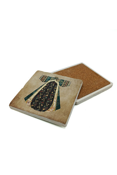 Sadrazam Ottoman Palace Kaftan Printed Natural Stone Coaster 10X10 Krt-82