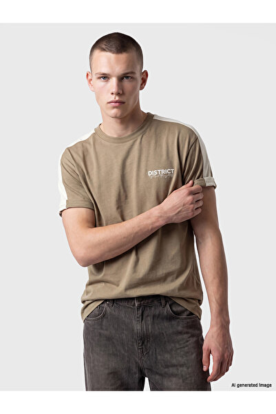 LC Waikiki Peak New Season Brown Oversize Fit Crew Neck Printed Men's T-Shirt