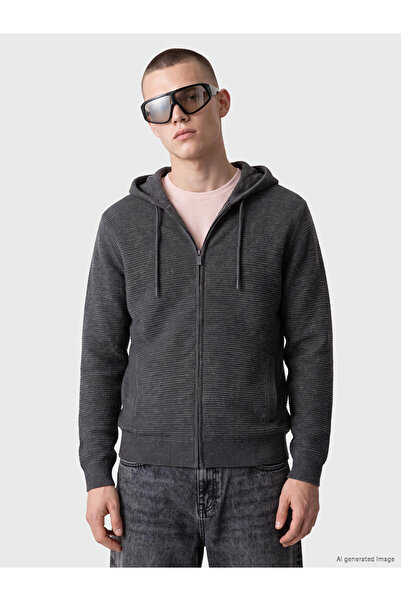 LC Waikiki Ozmarka New Season Anthracite Regular Fit Hooded Men's Knitwear Ca...