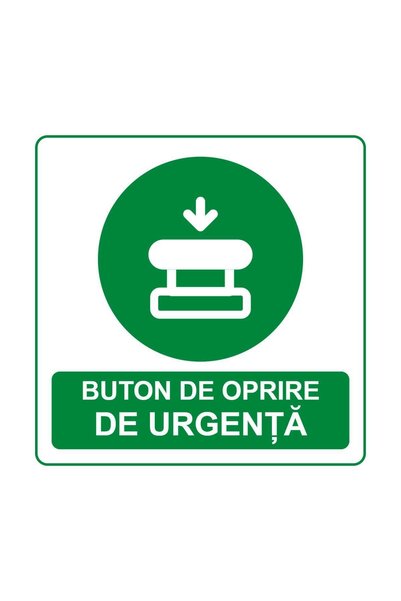 PAS Set 2 autocolante Buton de oprire de urgență, PVC autoadeziv, 20 x 20 cm