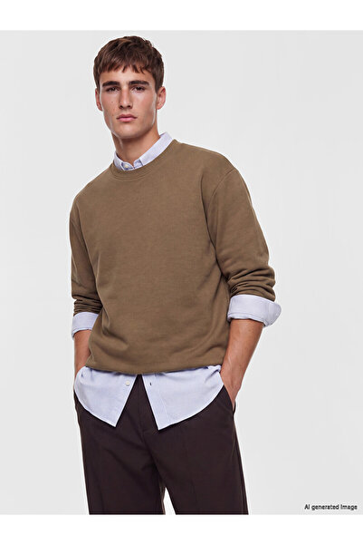 LC Waikiki Özmarka New Season Brown Crew Neck Men's Sweatshirt