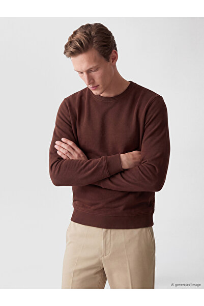 LC Waikiki Vizyon New Season Brown Crew Neck Men's Knitwear Sweatshirt