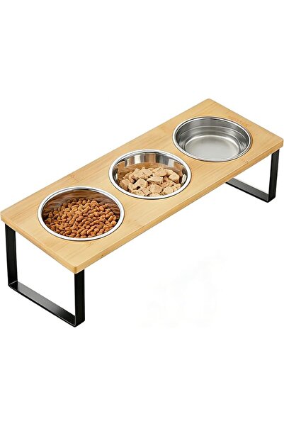 GENERAL Gizebven Stainless Steel and Wood Deep Dish Plate with Elevated Desig...