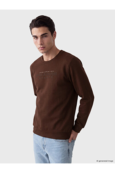 LC Waikiki Rmz Gi̇yi̇m Farkiyla Zero Roba Collar Printed Men's Sweatshirt