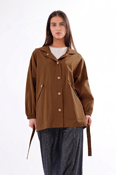 Ceremony Cotton Short Cap with Front Snap Detail 840 Brown