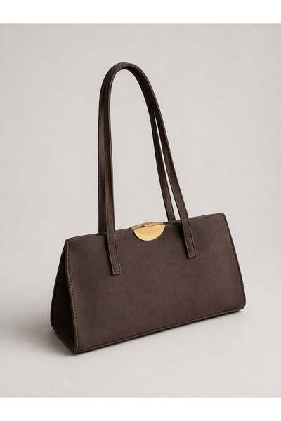 Madamra Brown Suede Women's Shoulder Bag with Large Internal Volume and Zippe...