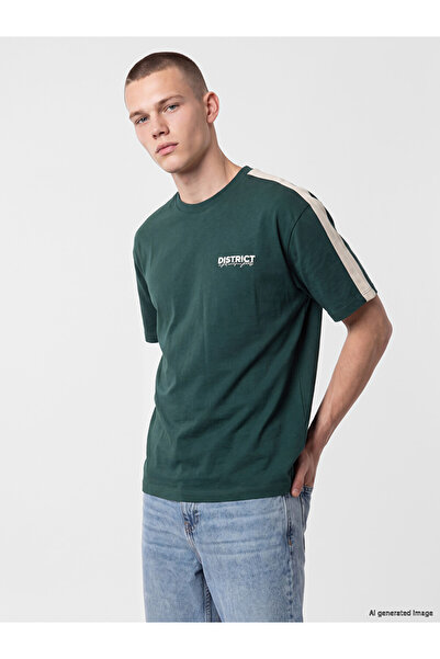 LC Waikiki Peak New Season Green Crew Neck Printed Men's T-Shirt