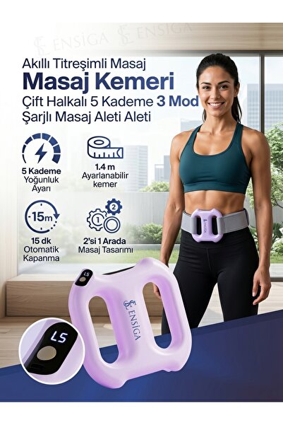 EN SİGA Akıllı Titreşimli Masaj Kemeri Çift Halkalı 5 Kademe 3 Mod Şarjlı Mas...