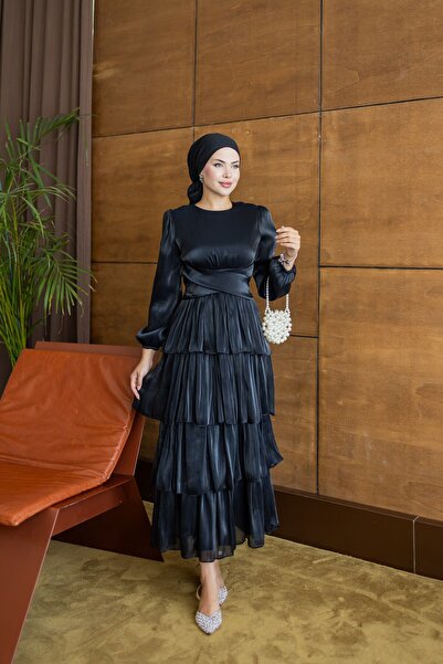 OZELİMMODA Minyon Kat Kat Elbise | Siyah