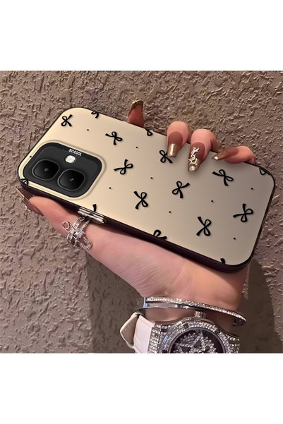 quırkshıeld Infinix Smart 10 Uyumlu Minimal Kurdele ve Nokta Baskı Kılıf, Çiz...