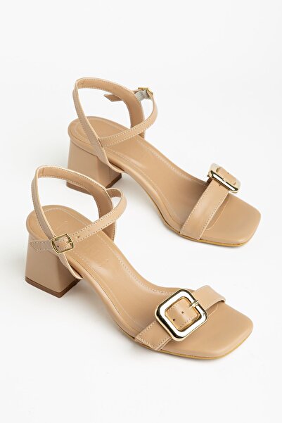 Zerenyus Zri̇n-481 Premium Nut Ankle Strap Buckle Detailed Wide Heel Sandals ...