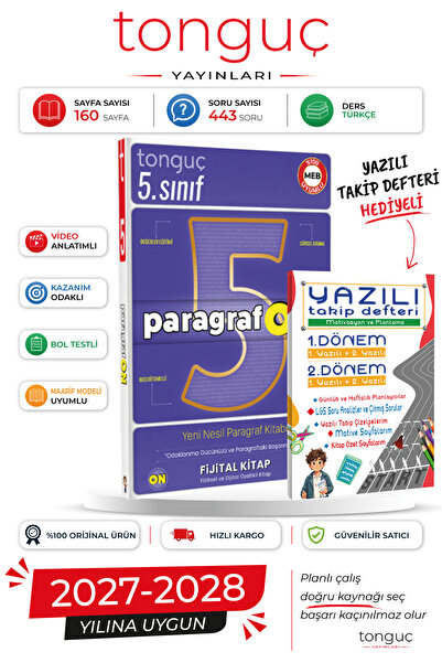 Tonguç Yayınları 5. Sınıf Paragraf ON Fijital Soru Bankası + Yazılı Takip Def...