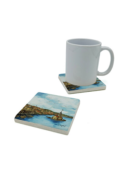Sadrazam Maiden's Tower Printed Natural Stone Coaster 10X10 Krt-19