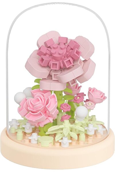 GENERAL Pink Flower Bouquet Building Set with Dust Cover - Creative Modular B...