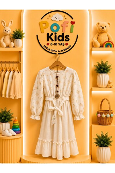 Pofi Baby Kız Çocuk Çiçek Desenli Elbise (6-12 Yaş)