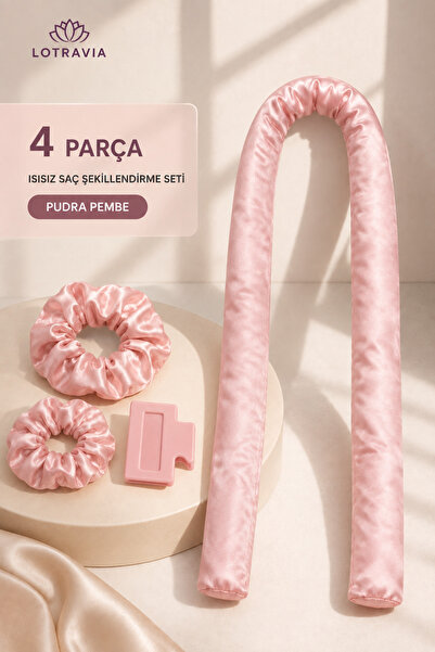Lotravia Σετ styling μαλλιών χωρίς θερμότητα 4 τεμαχίων – Σατέν λουράκι μαλλι...
