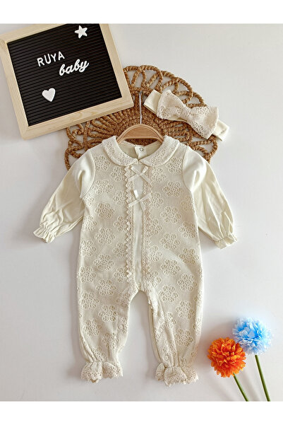 Mabel Fisto Dantel Detaylı Bandanalı Tulum Set-NATURAL