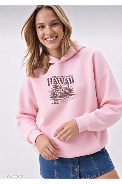 FUFLUNS Hawaii Printed Oversized Women's Hooded Sweatshirt