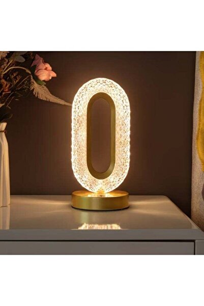 Generic Oval Artistic Crystal LED Rechargeable Table Lamp – 3-Level Adjustabl...