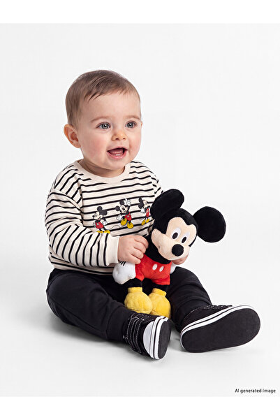 LC Waikiki Rmz Gi̇yi̇m Farkiyla Striped Mickey Mouse Printed Baby Boy Set