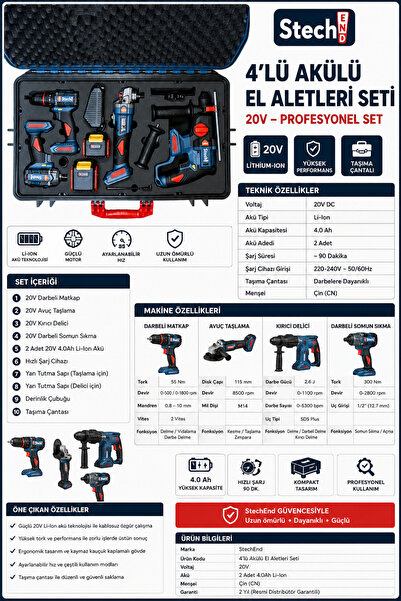 StechEnd SXS402 20V 4'LÜ AKÜLÜ SET
