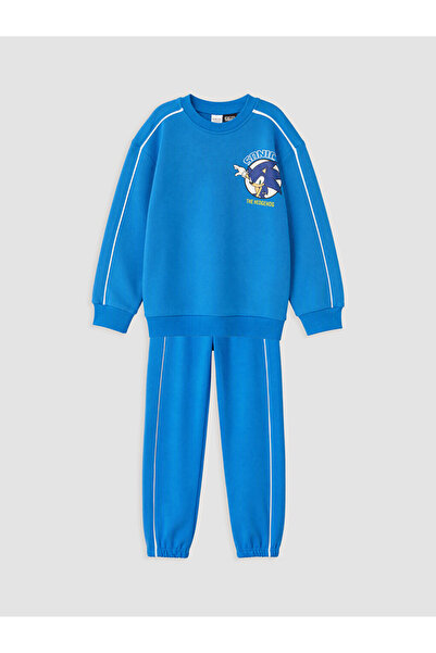 LC Waikiki Blue Sonic Printed Boys' Tracksuit Set