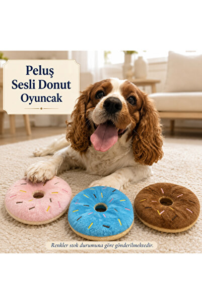 Genel Markalar Çilek Garden Pet Sesli Peluş Donut Köpek Oyuncağı 12 cm