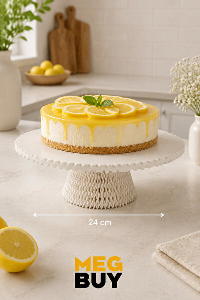 MEGBUY Beyaz Ayaklı Pasta Sunum Standı – Dekoratif Kek ve Cheesecake Standı 2...