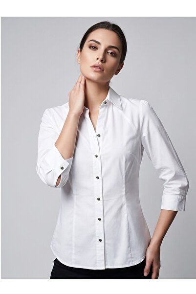 Herry Kadın Düğme Detaylı %100 Pamuklu Smart Casual Gömlek