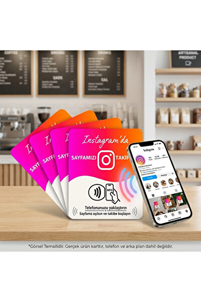 abcofis NFC İnstagram Takip Kartı 5 Li Set
