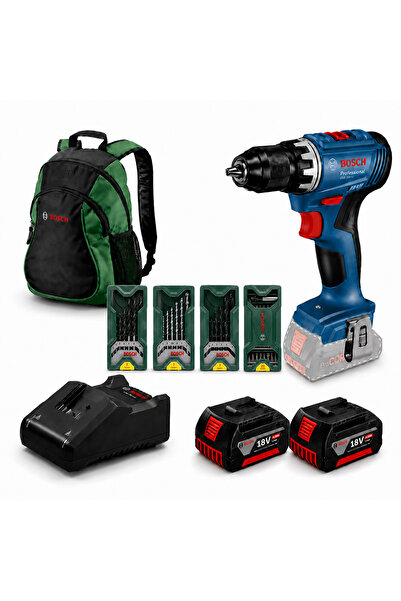 Bosch gsr 18v-45 akülü vidalama seti kömürsüz (2*4ah) 4 lü delme vidalama + s...