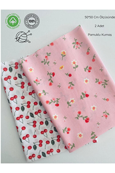 seyranat 2 Adet, En Boy 50 cm Pembe Çiçekli, Kirazlı Çanta, Cüzdan, Hobi İşle...