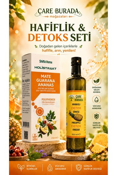 Shiffa Home Hafiflik ve Detoks Seti (Ananas Sirkesi & Mate, Guarana, Yeşil Ça...